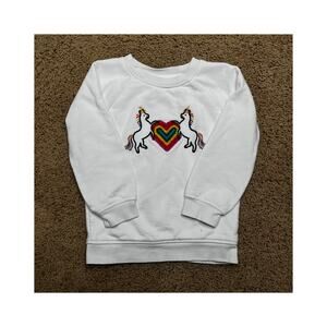 HANNA ANDERSSON Girl's Unicorn Embroidered Crewneck Sweatshirt White Size 3